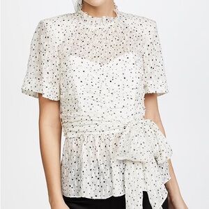 Rebecca Taylor Flutter Sleeve Front Tie Top